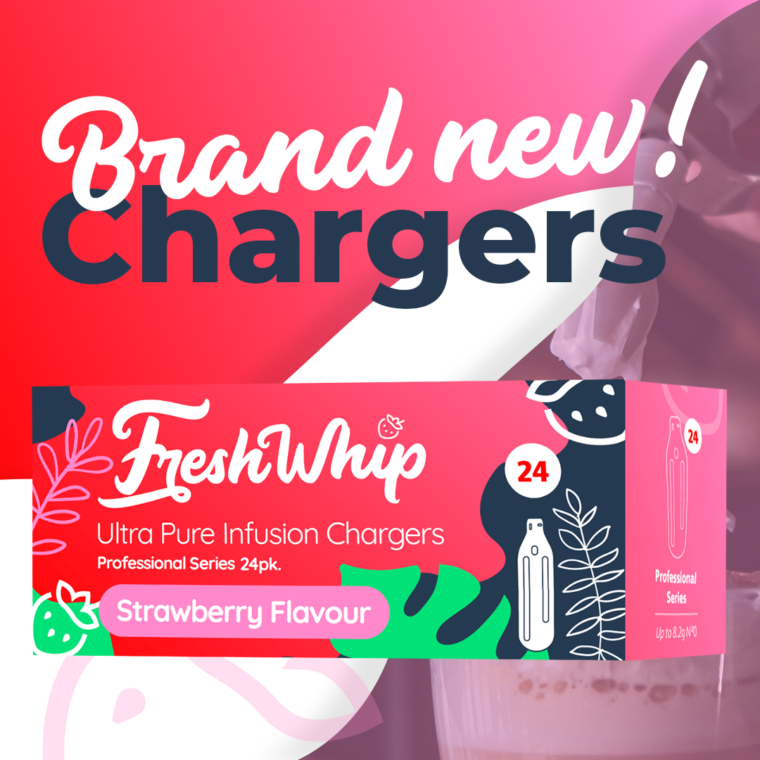 FreshWhip STRAWBERRY Cream Chargers - 25 x 24 pack (1 Carton)