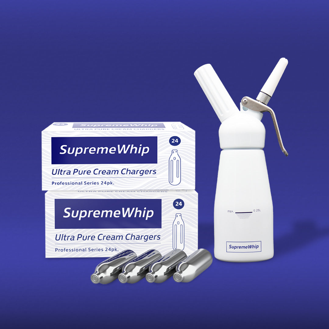 Starter Pack - SupremeWhip Cream Chargers – 600 - (25 x 24Pks)  & 0.25L White Dispenser